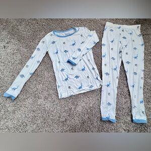 Kyte BABY Dinosaur Print Kids Pajama Set - Light Blue size 6